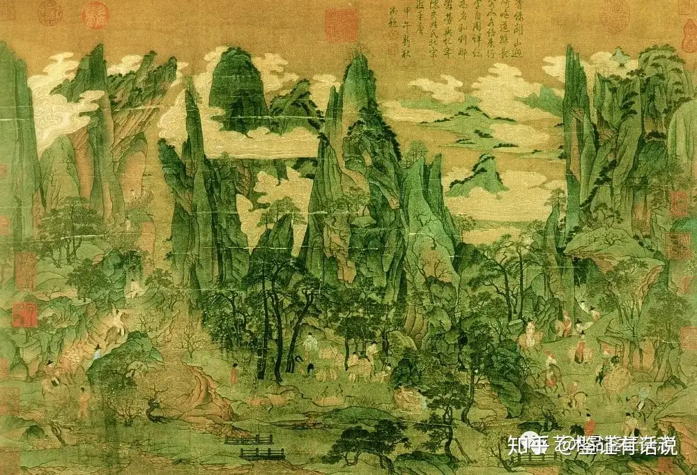 金運上昇 金碧山水 中国美術