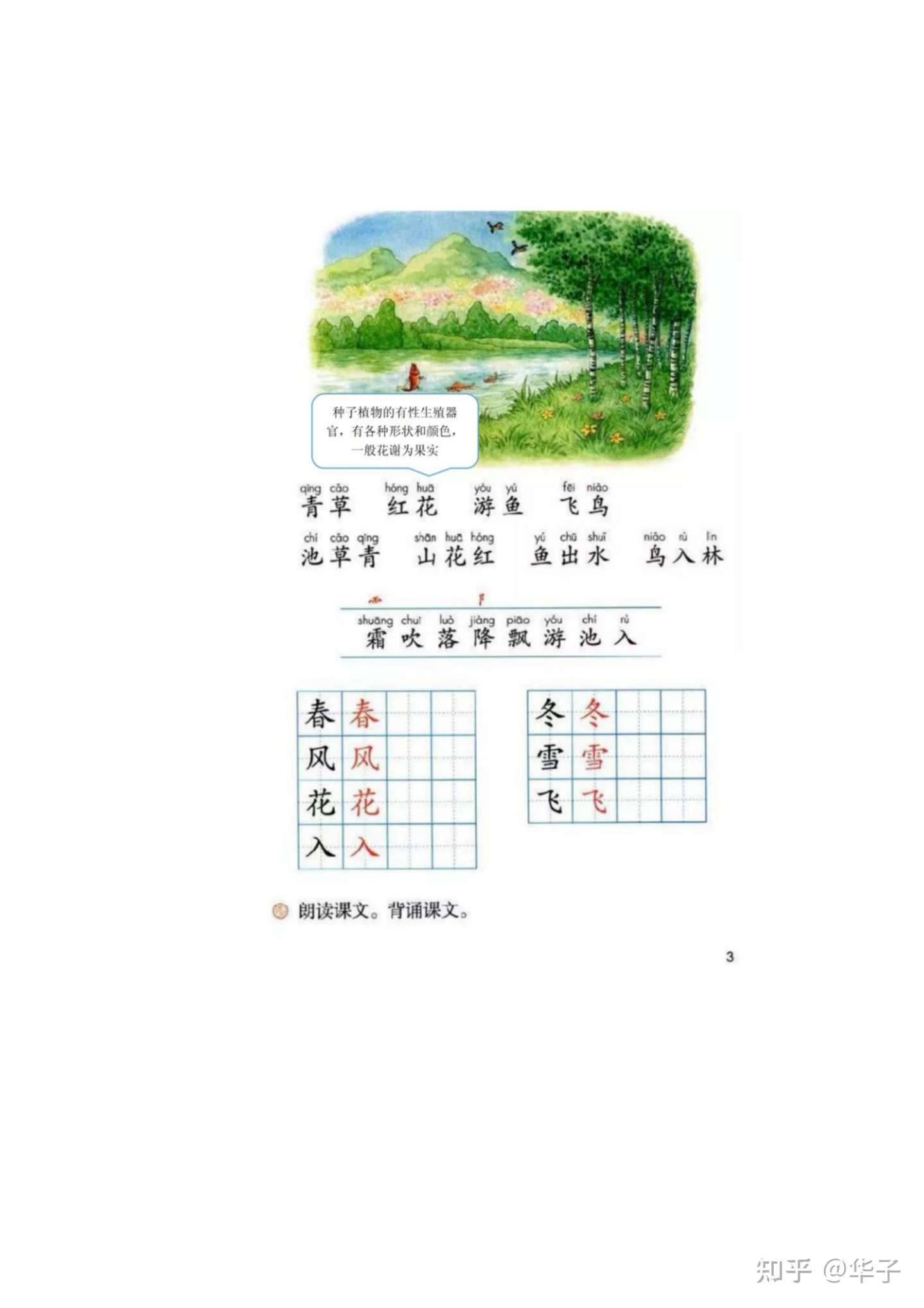 部编版一年级语文下册识字1 春夏秋冬 春组词 风组词 花组词 入组词 冬组词 雪组词 飞组词 知乎