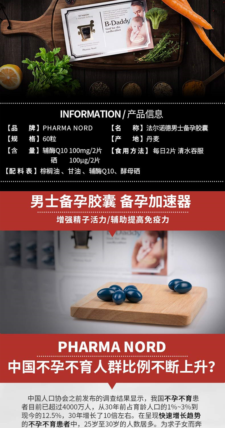 商品[国内直发] Pharma Nord|Pharma Nord法尔诺德 准爸爸营养软胶囊 60粒,价格¥317,第2张图片详细描述
