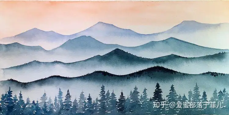 成人美术| 水彩的诀窍，新手也能画的绝美风景，层峦叠嶂- 知乎