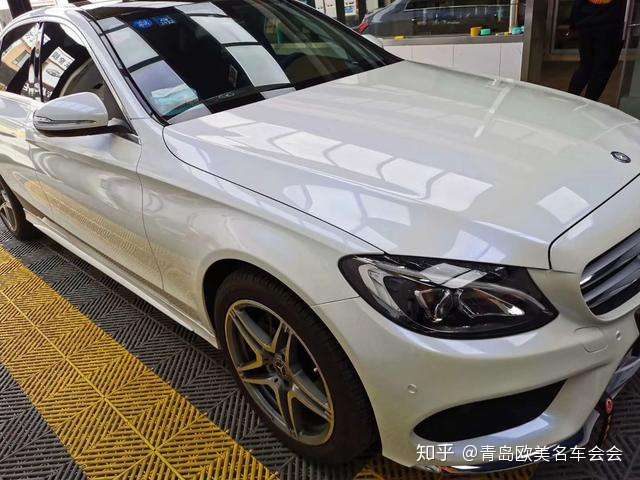 爱车颜色随心所欲青岛奔驰c白色改色亮面白变蓝 知乎