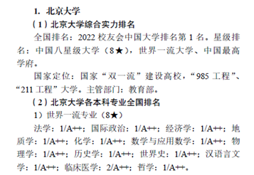 2022校友會中國大學排名高考志願填報指南