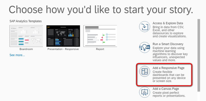 SAP Analytics Cloud里如何基于一个已有的model创建Story