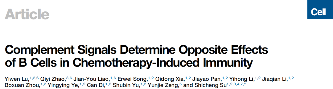 Cell 补体调控肿瘤b细胞双向作用的机制 知乎