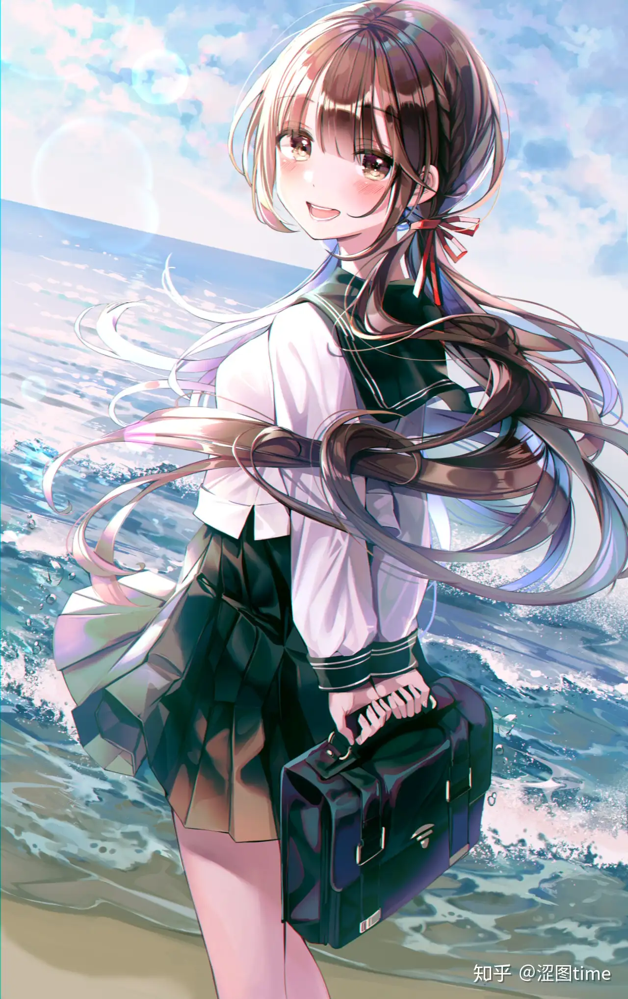 an anime character laying on the ground with her legs crossed