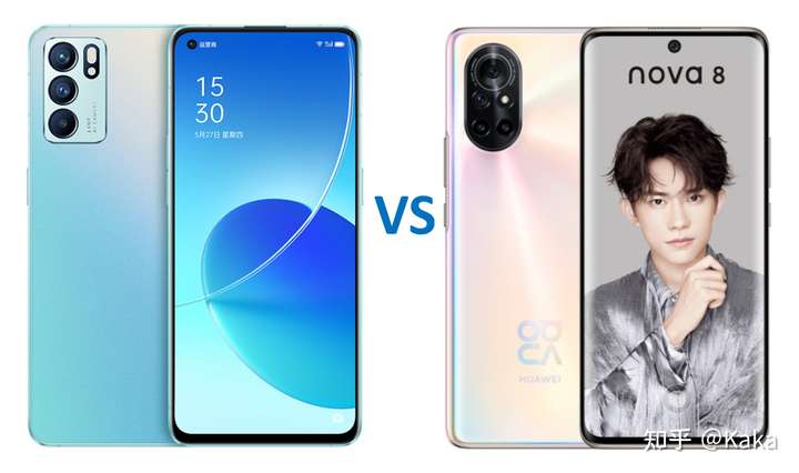oppo reno6   vs   华为nova8