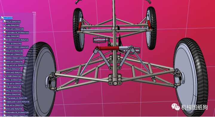 【其他车型】踏板四轮车结构3d图纸 step设计