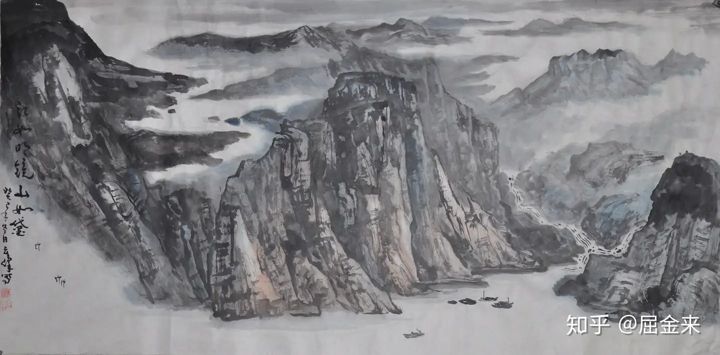 中国山水画名家作品《江如明镜山如黛》欣赏- 知乎