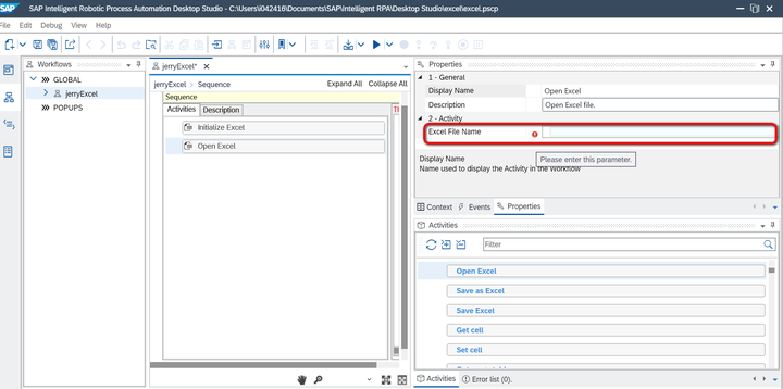 怎么使用SAP Intelligent Robotic Process Automation自动操作Excel