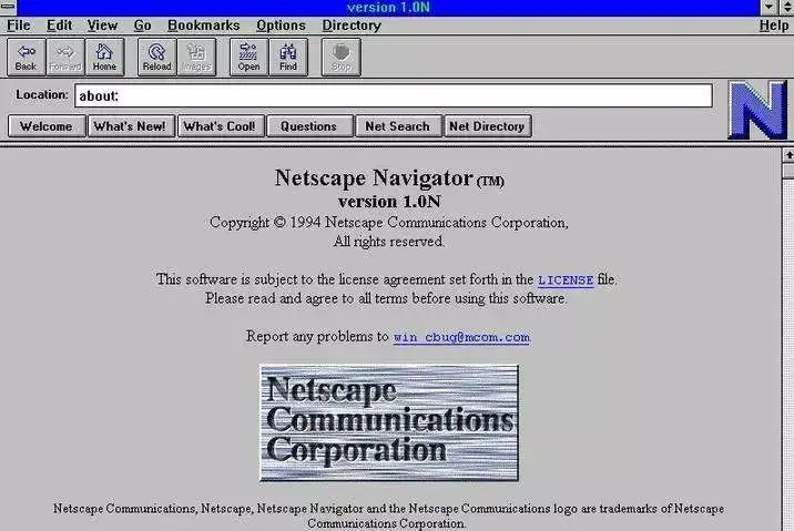 （1994 年，网景浏览器的截图）