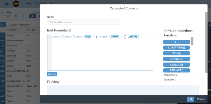 怎么通过公式处理让SAP Analytics Cloud里的dimension符合Date格式需求