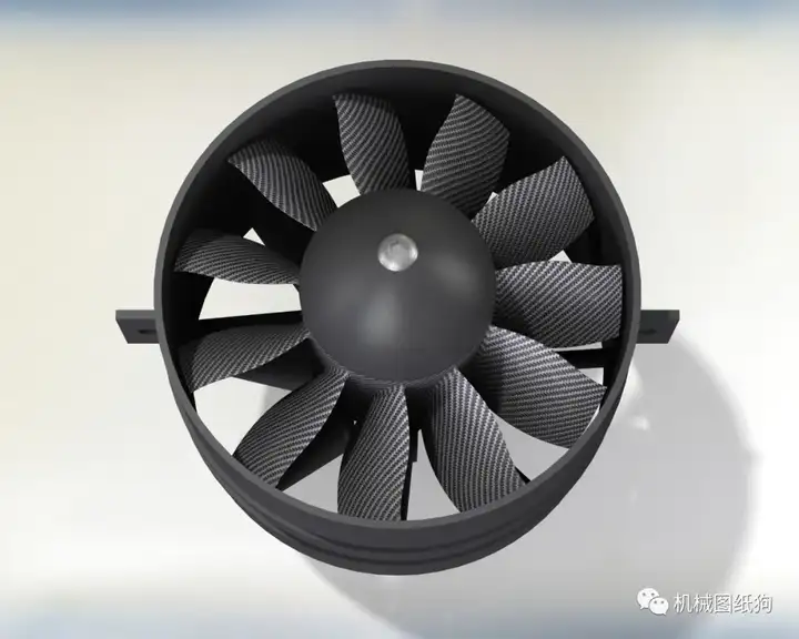 工程机械90mm11叶片涵道风扇式螺旋桨3d图纸solidworks附igs