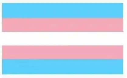 跨性别者骄傲旗帜上, 有代表男孩和女孩的蓝色与粉色条纹, 还有代表着