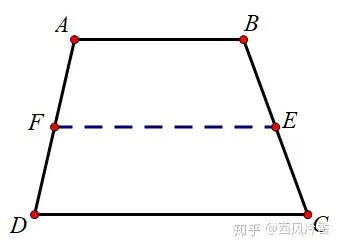 于是dcba是梯形fe,则f的中点da的中点,取dc是腰e如图2,梯形的中位线图
