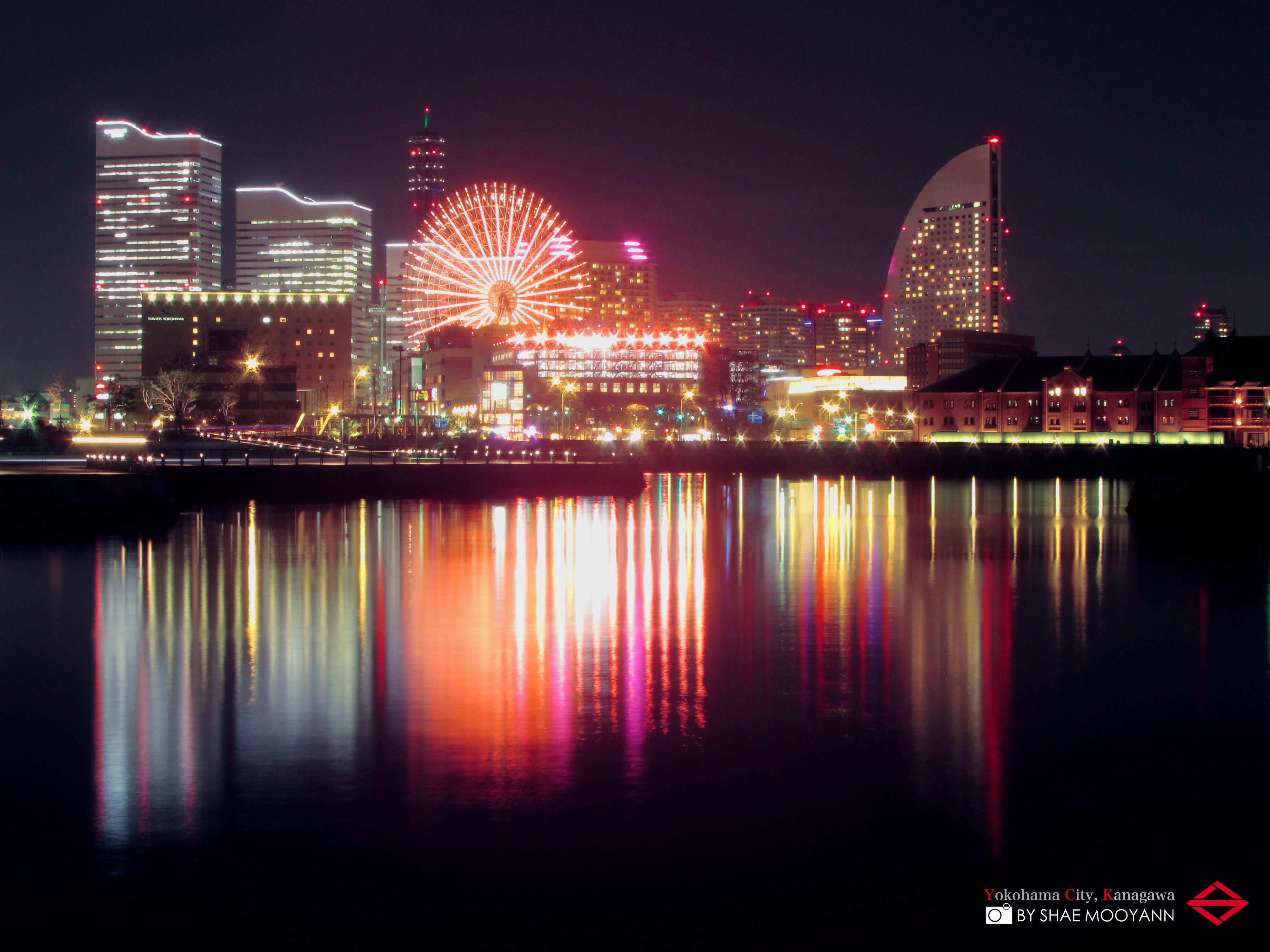 日本横滨夜景城市鸟瞰图壁纸-欧莱凯设计网