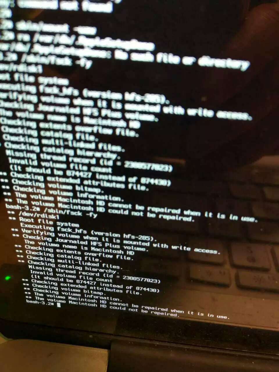 macbook pro 硬盘修复系统显示不能被修复? -