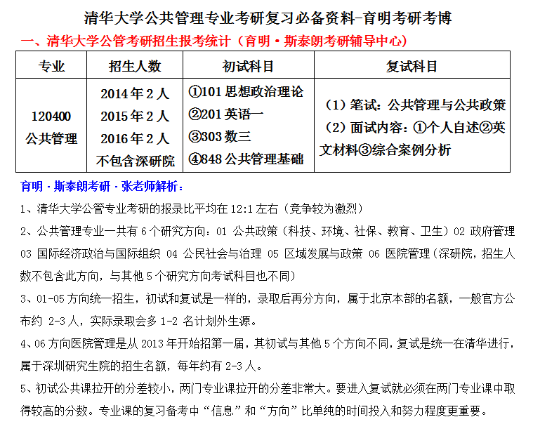 清华大学公共管理专业考研难不难? - 执念的回