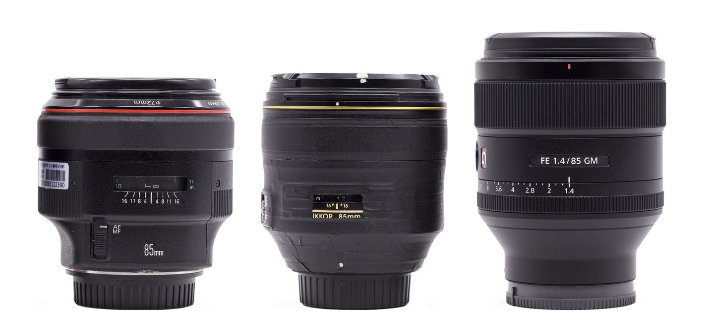 佳能、尼康、索尼85mm f\/1.4(1.2)镜头横评