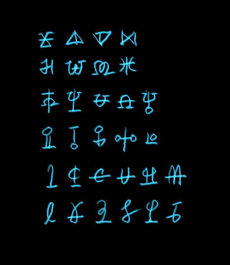 初二时候为了传纸条发明的密码字符,书写起来很优雅的魔法文字.