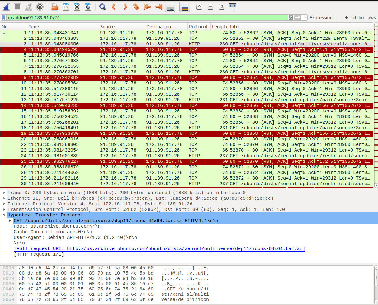 Ubuntu: apt-get update 总是遇到 TCP reset,是什