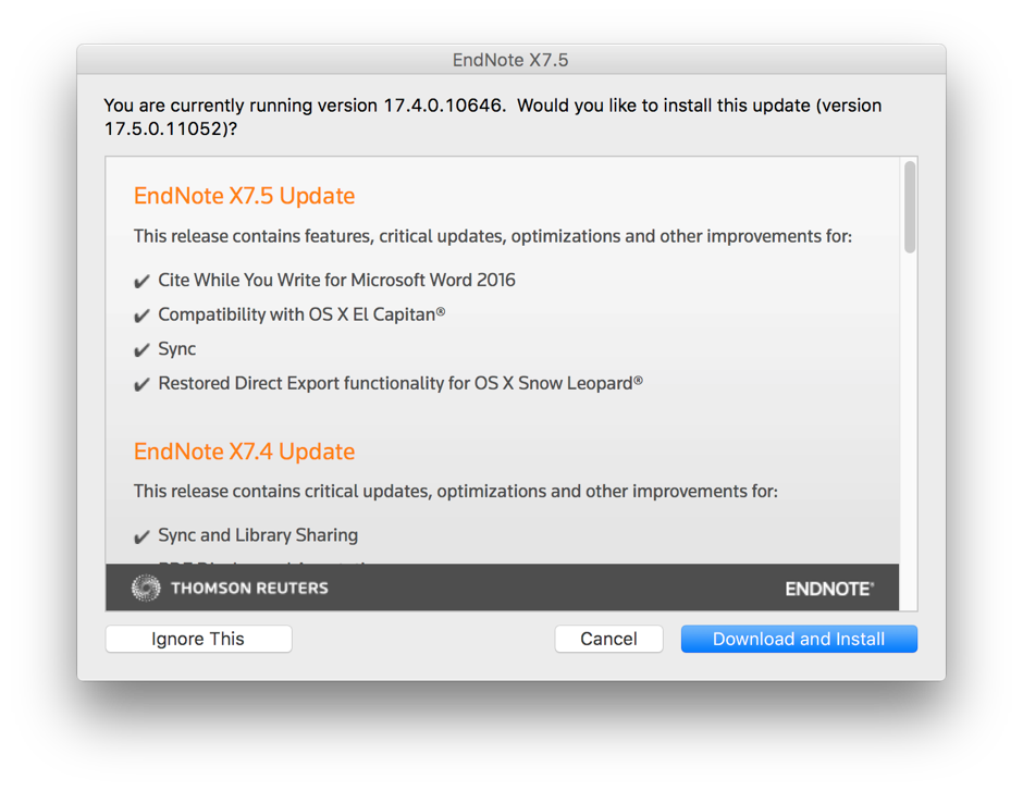 endnote for mac 2016