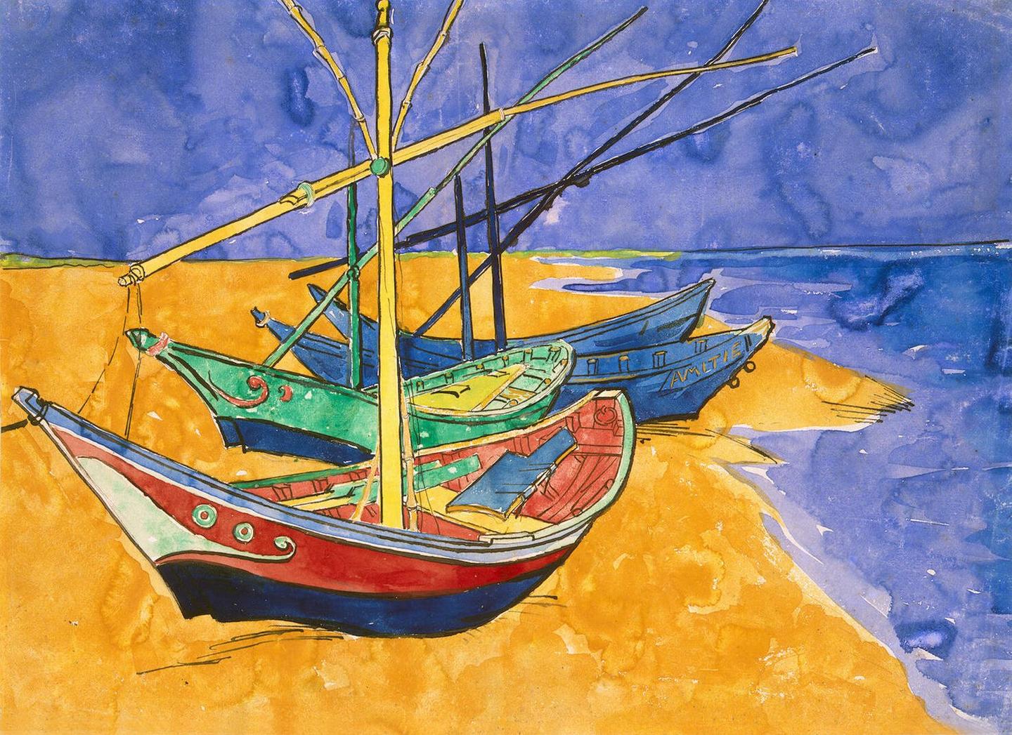 梵高《Fishing Boats on the Beach at Saintes-Maries》 - 知乎