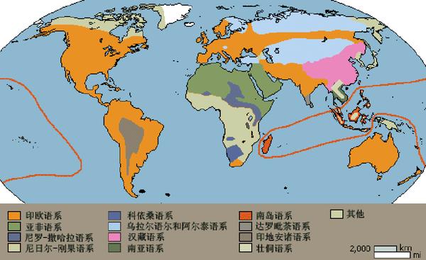 世界语系地图图片