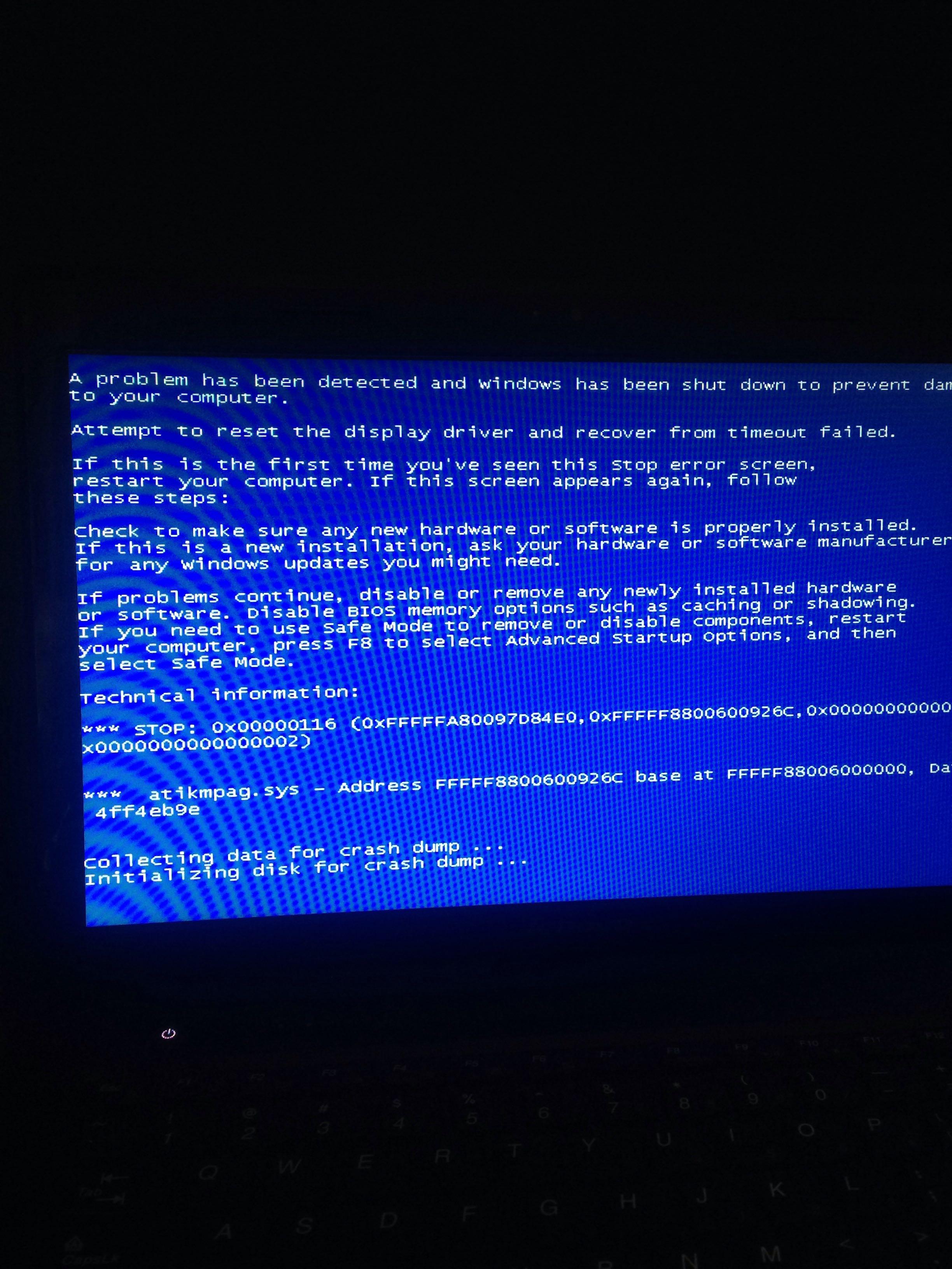 电脑蓝屏怎么办?错误代码oxooooo116?