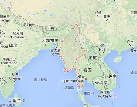谷歌地图为什么不显示缅甸国名?