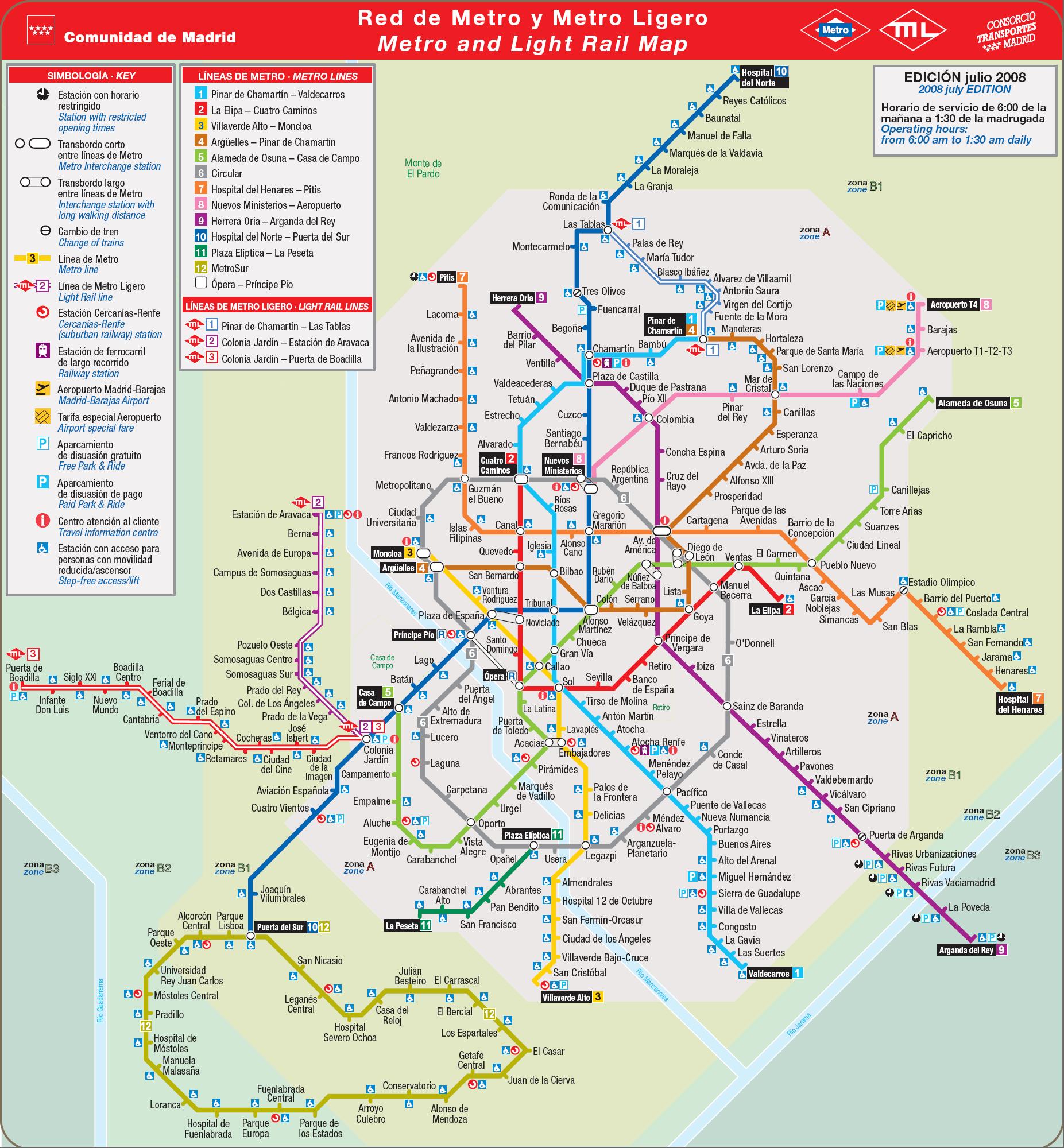马德里地铁线路图片