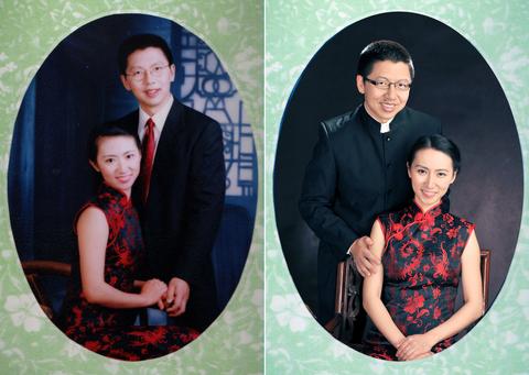 申华章:我们的两张婚纱照,今年和十二年前. 同一对摄影师夫妇给拍的.