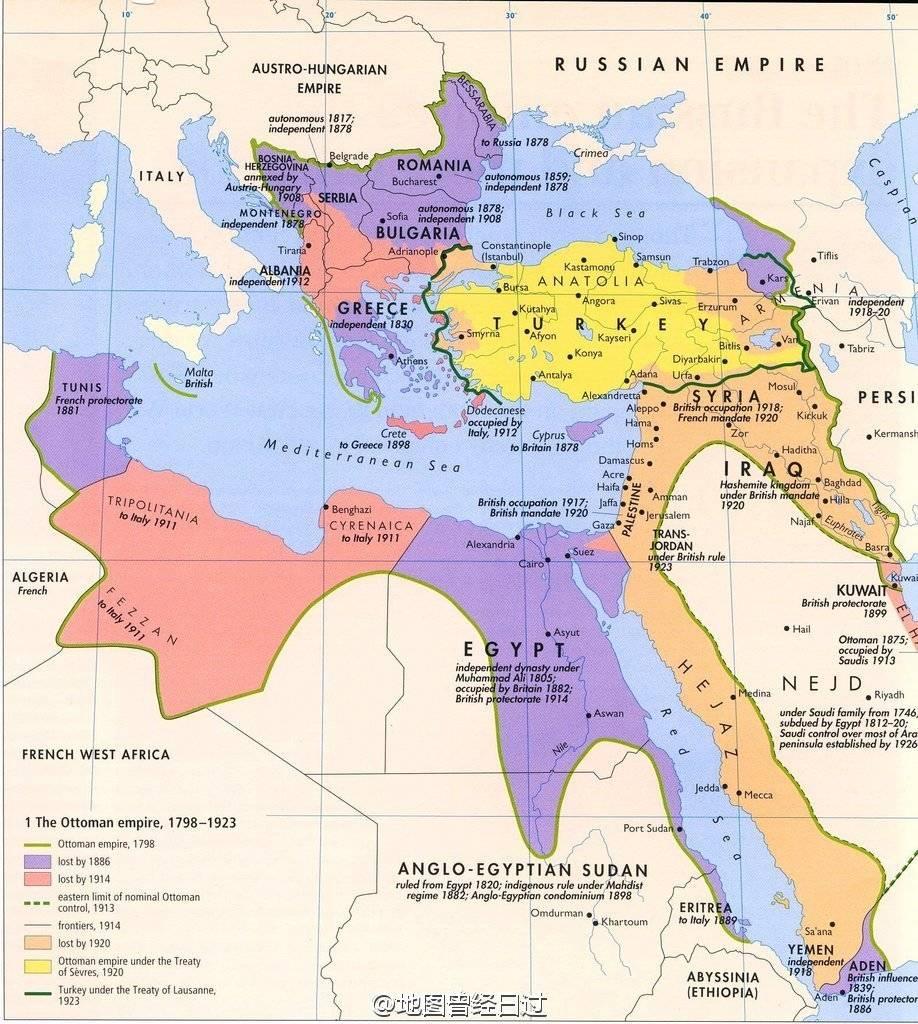 昔日的奥斯曼帝国在鼎盛时期西岂摩洛哥东至伊拉克,北达克里米亚南到