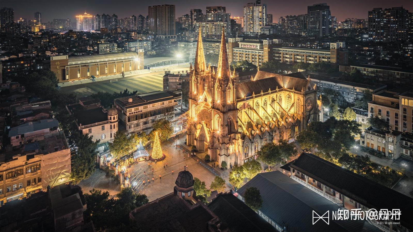 广州圣心大教堂夜景图片