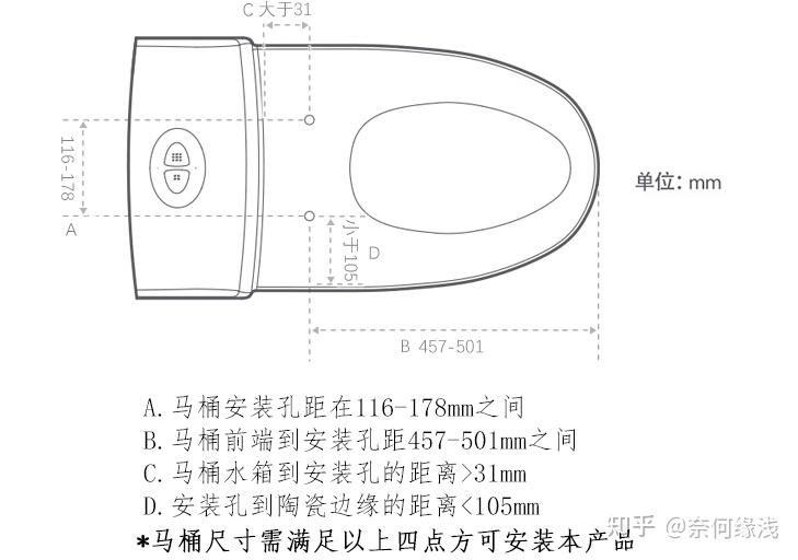 京东京造智能马桶盖轻智能版形状尺寸:比较适合v型马桶,马桶盖尺寸508