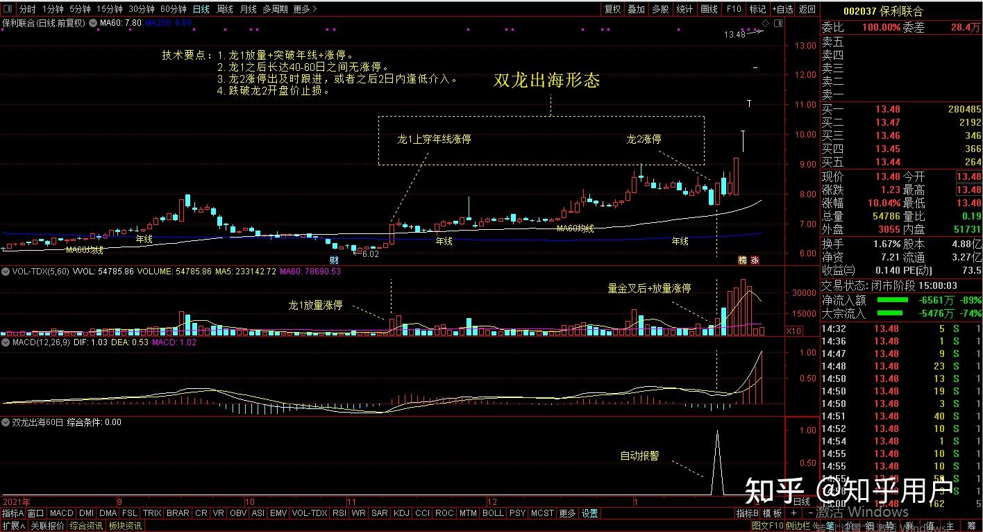 如何编写双龙出海选股公式