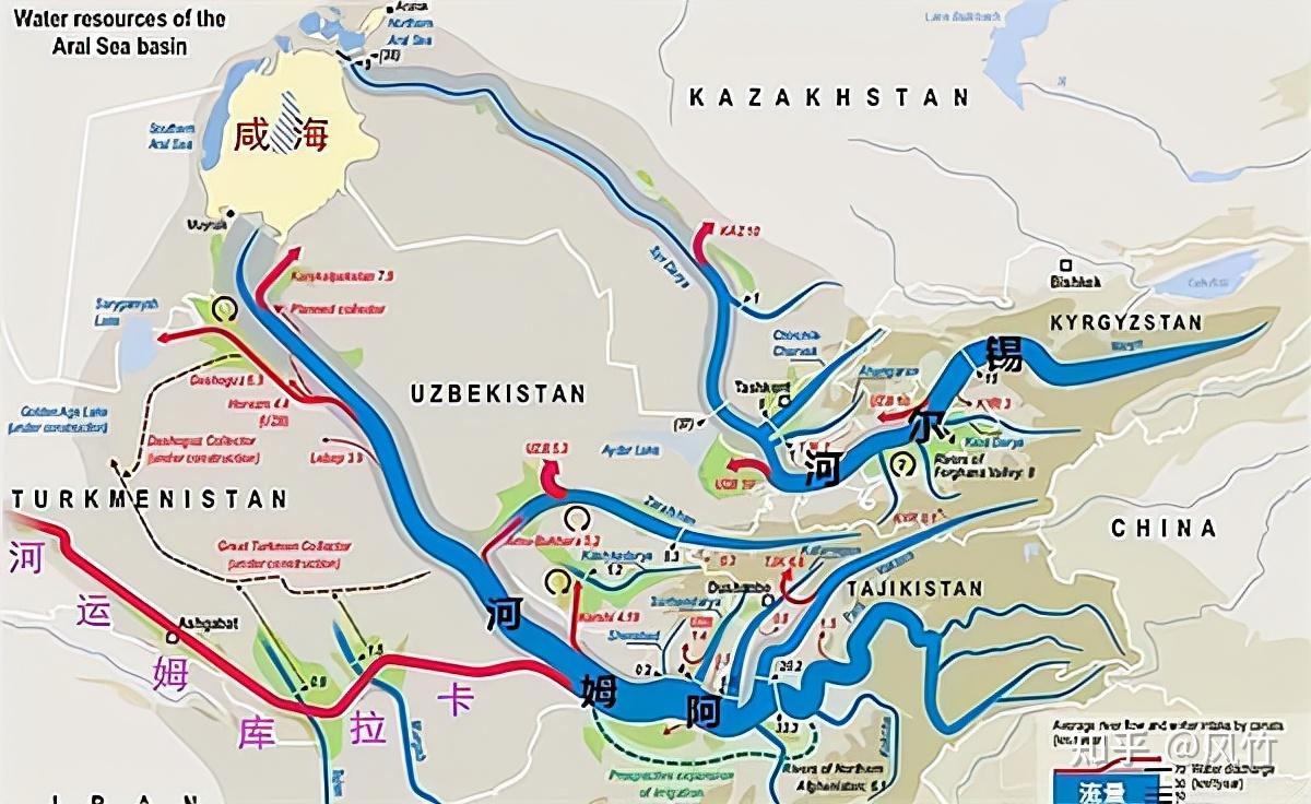 1918年,刚成立的苏维埃政府设想将咸海南部的阿姆河和北部的锡尔河