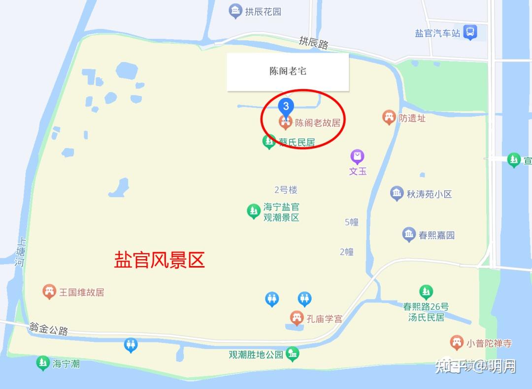 盐官镇地图 观潮图片