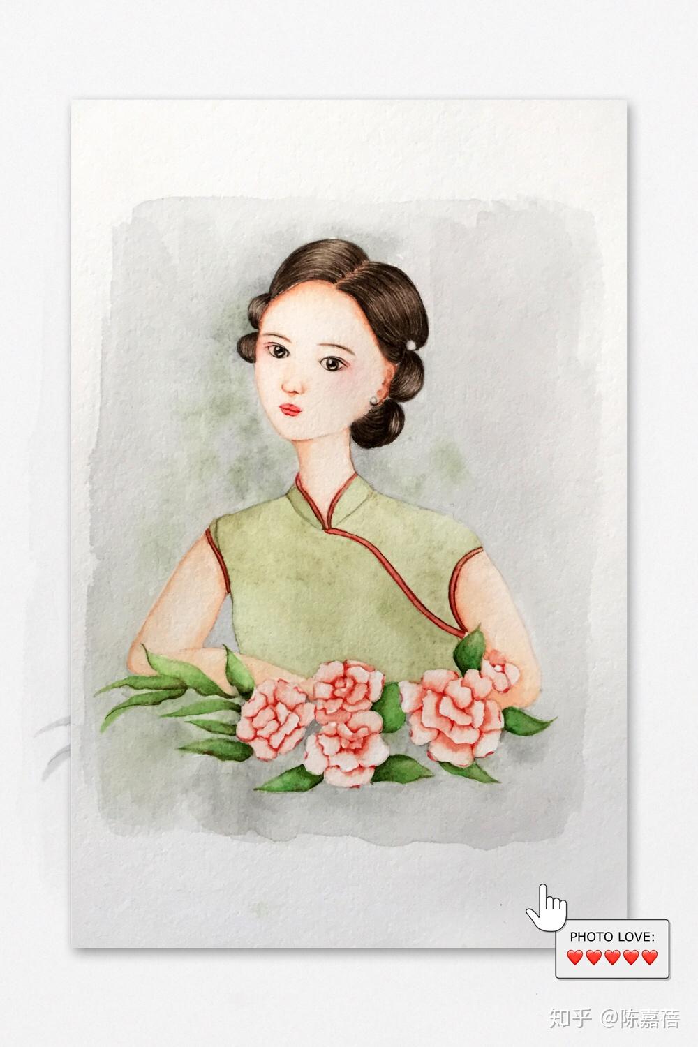 水彩画古典美人