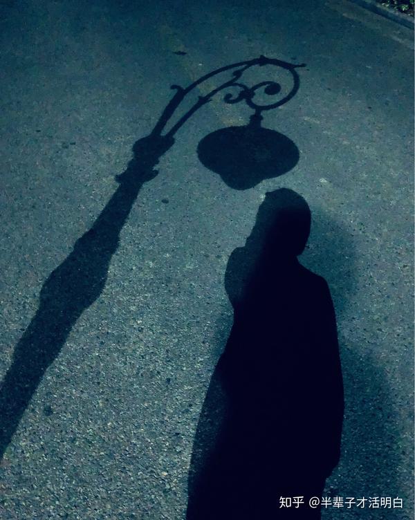 冬日夜里,一个人散步回来,拍下这幅孤灯残影