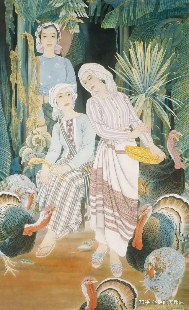 实力派画家李峰他创作的工笔人物姿色天然独具东方美女之神韵