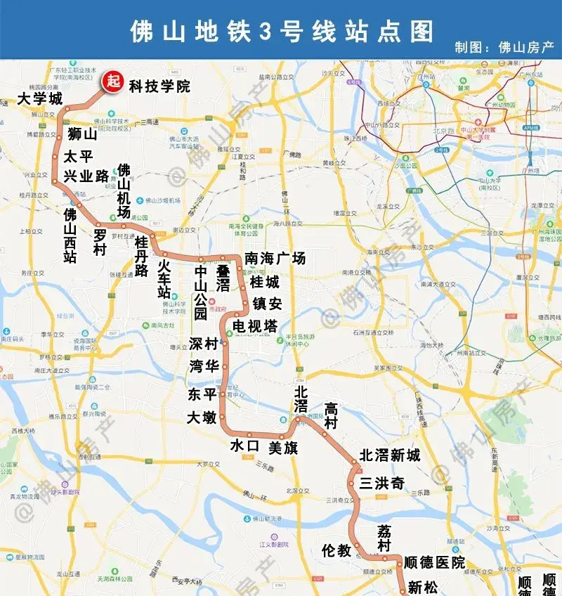 而3号线涉及的非限购区域,包括:狮山,罗村,伦教3大板块.