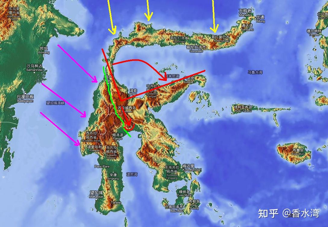 地貌分析苏拉威西岛的陆块碰撞粘合特征