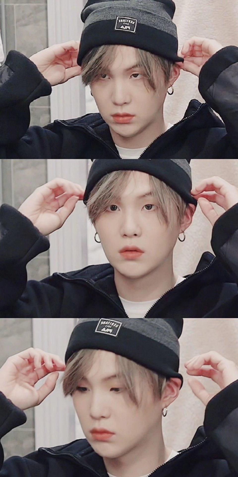 请问有阿米能留下闵玧其戴毛绒帽子的可爱照片嘛适合当头像的那种有没