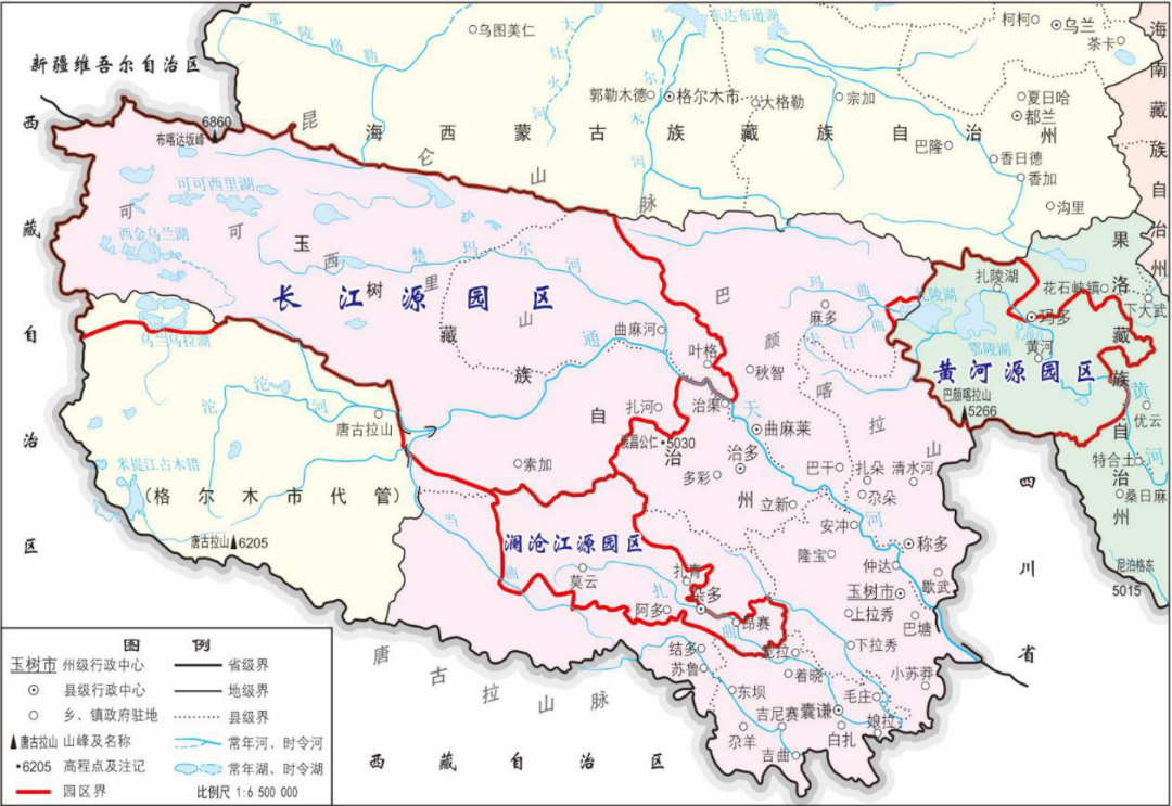 长江源园区位于玉树藏族自治州治多,曲麻莱县,包括可可西里自然保护区