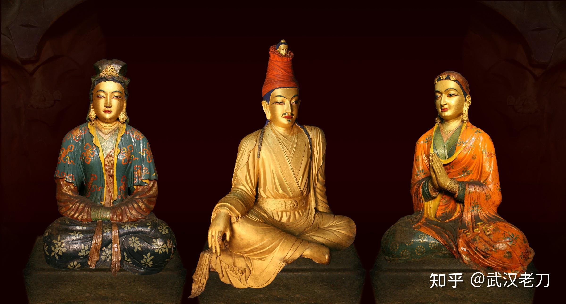 左起:文成公主, 松赞干布,尼泊尔公主.