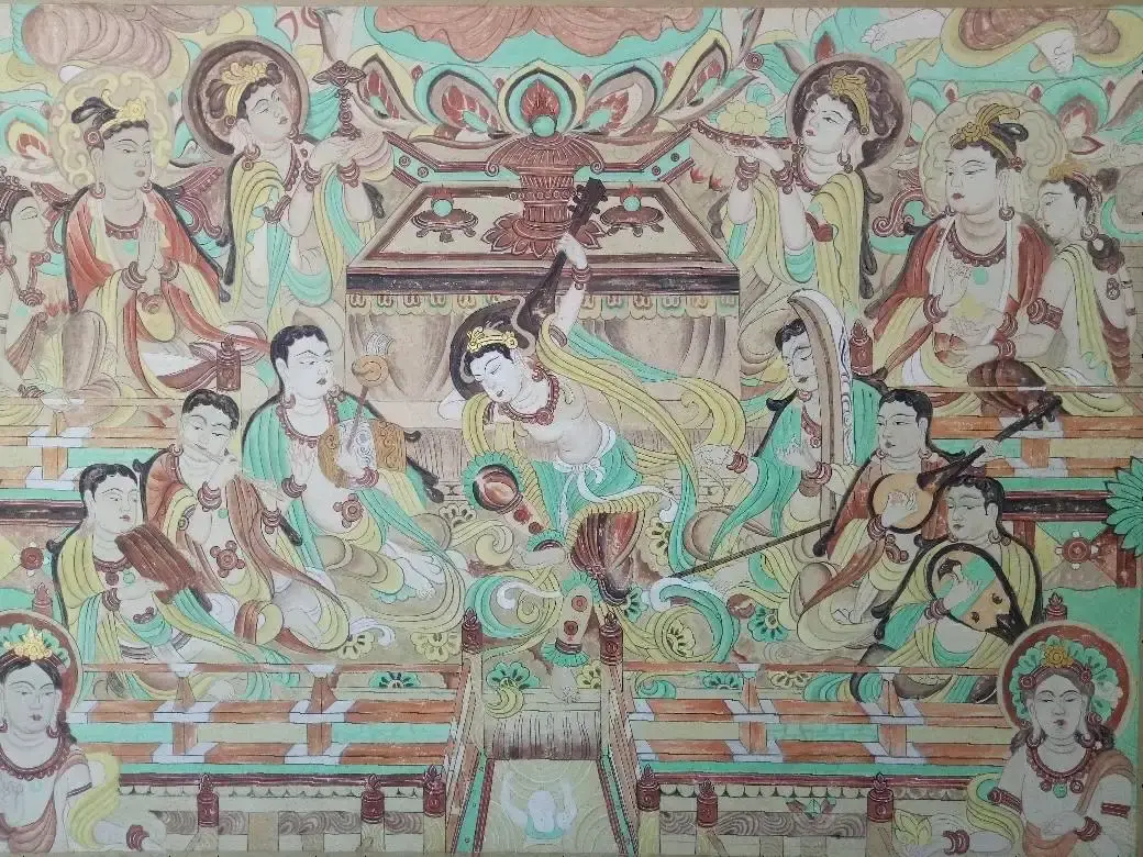 神游千年大美敦煌中唐112窟南壁东观经变反弹琵琶经典舞艺非同凡响附