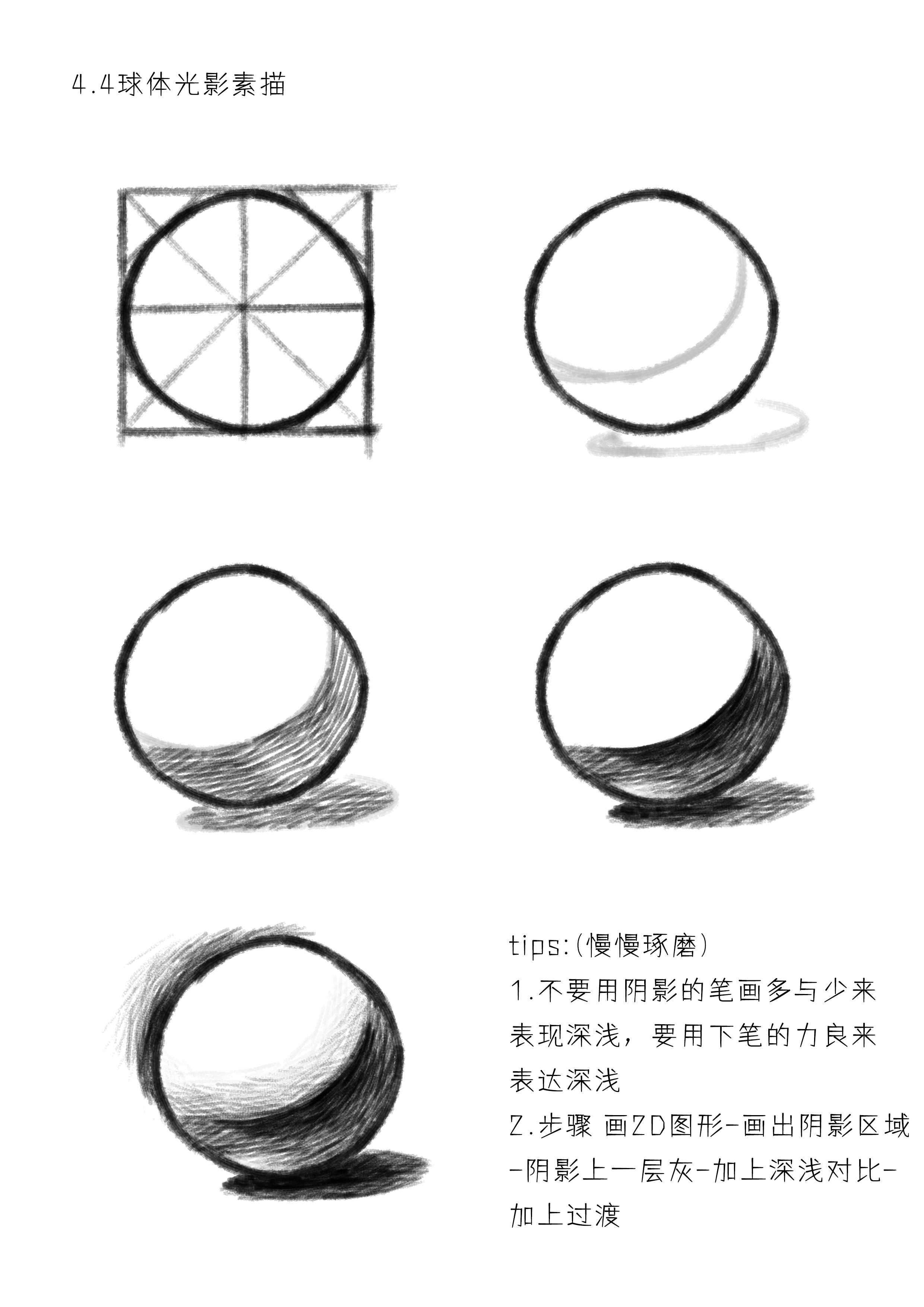 素描画球体 步骤图片