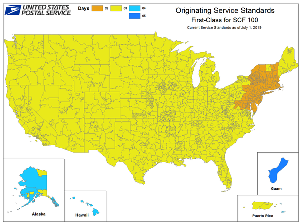 美国国内USPS （first class mail）运输时间表- 知乎