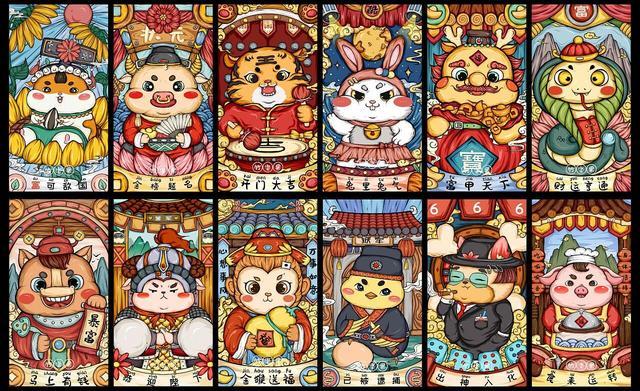 哀牢山彝族:虎,兔,穿山甲,蛇,马,羊,猴,鸡,狗,猪,鼠,牛.