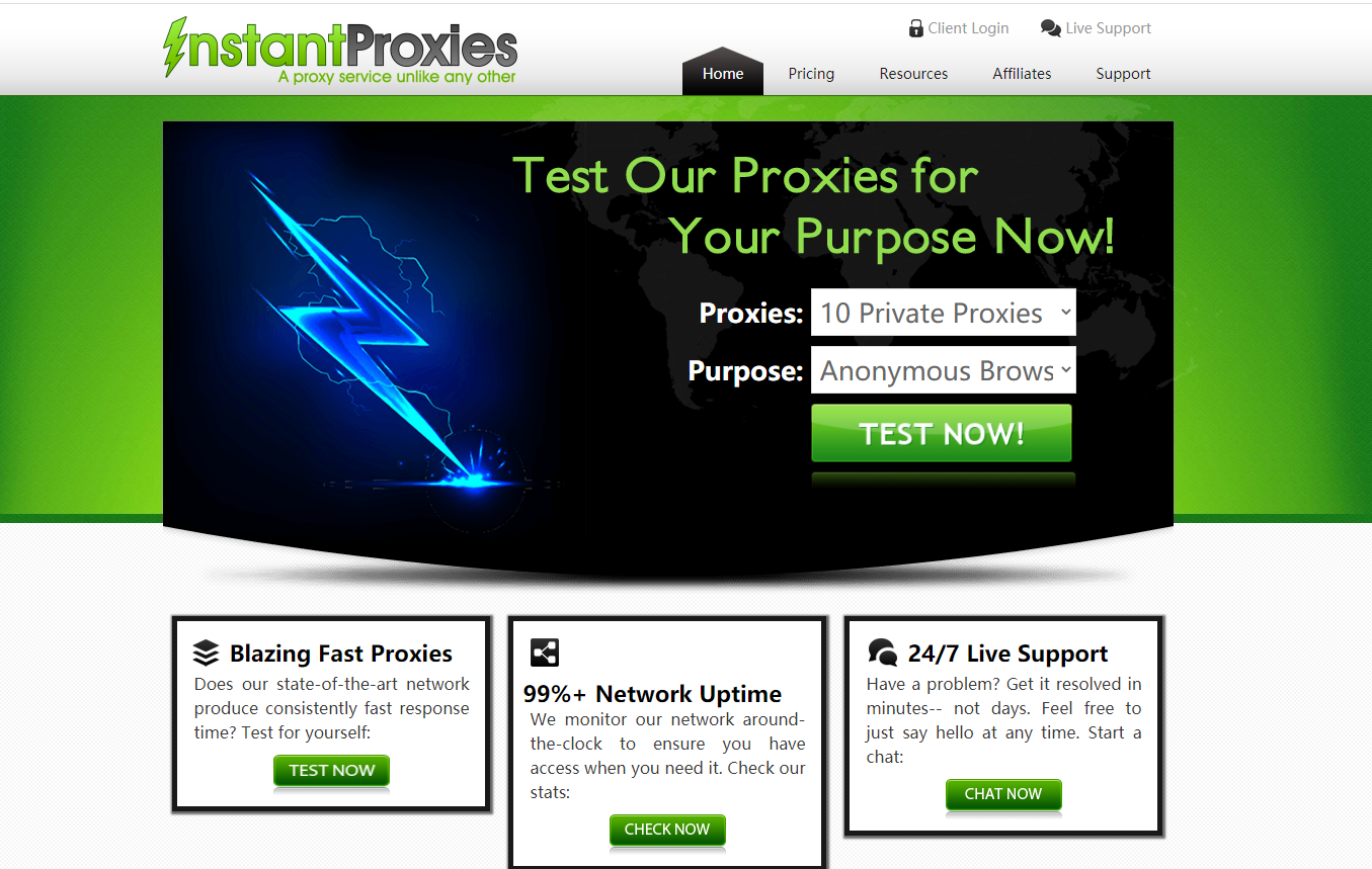 instantproxies是一家总部位于美国的专用私人代理提供商.